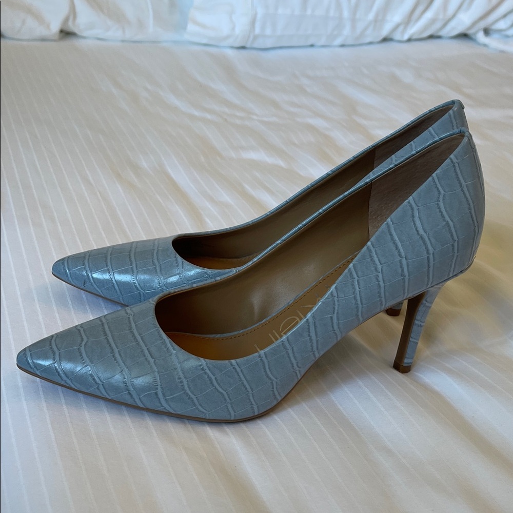 Calvin Klein Light Blue Embossed Heels